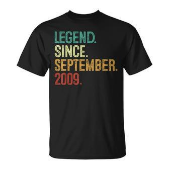 14 Years Old Legend Since September 2009 14Th Birthday T-Shirt - Seseable