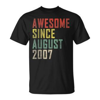 15Th Birthday Awesome Since August 2007 T-Shirt | Mazezy