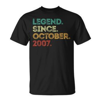 16 Years Old Legend Since October 2007 16Th Birthday T-Shirt - Monsterry