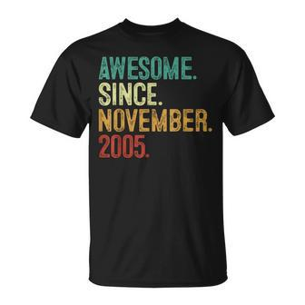 18 Year Old Awesome Since November 2005 18Th Birthday T-Shirt | Mazezy