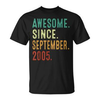 18 Year Old Awesome Since September 2005 18Th Birthday T-Shirt - Seseable
