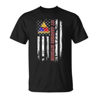 1St Armored Division American Flag Veteran Day Father Day Unisex T-Shirt | Mazezy