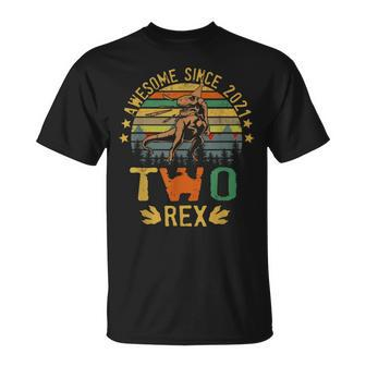 2 Year Old Gifts Three Rex 2Nd Birthday Boys Third Dinosaur Unisex T-Shirt | Mazezy