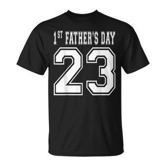 2023 New Dad Papa My First Fathers Day Football  Unisex T-Shirt
