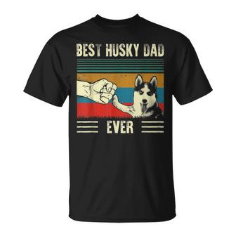 Vintage Best Dog Dad Ever Siberian Husky Fathers Day Unisex T-Shirt