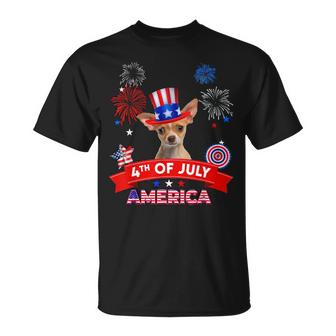 4Th Of July Decor Patriotic Love Tan Chihuahua Dog Usa  Unisex T-Shirt