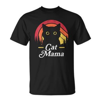 Black Cat Mom Mama Retro Wildlife Happy Mothers Day 2023  Unisex T-Shirt