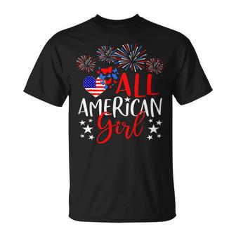 All American Girl Heart Flag Butterfly 4Th Of July Family  Unisex T-Shirt