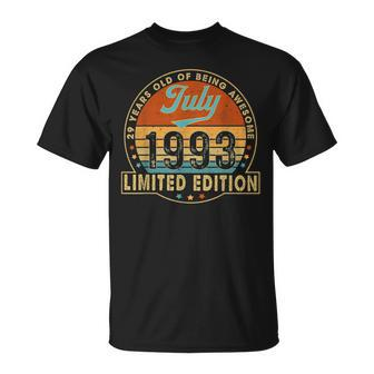 29Th Birthday Born In July 1993 Vintage 29 Years Old Decor Unisex T-Shirt | Mazezy