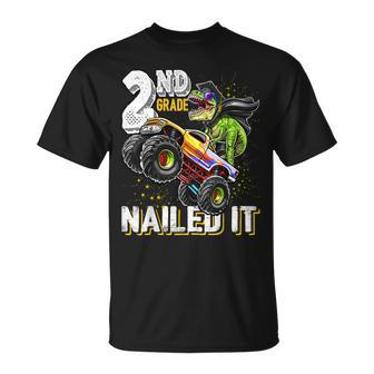 2Nd Grade Nailed It Dinosaur Monster Truck Graduation Cap Unisex T-Shirt | Mazezy