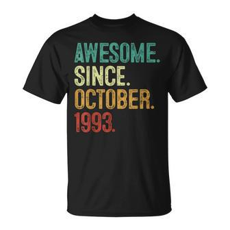 30 Year Old Awesome Since October 1993 30Th Birthday T-Shirt - Seseable