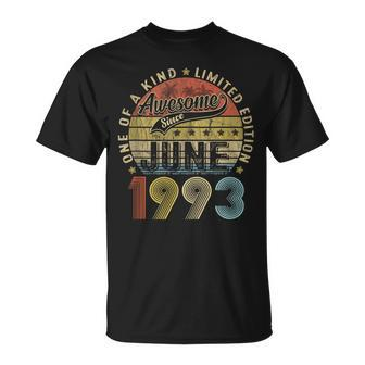 30 Year Old Gifts Awesome Since June 1993 30Th Birthday Men Unisex T-Shirt | Mazezy