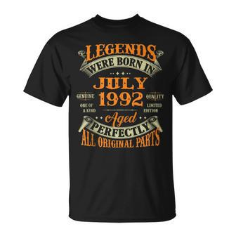 30Th Birthday Gift Legends Born In July 1992 30 Years Old 30Th Birthday Funny Gifts Unisex T-Shirt | Mazezy