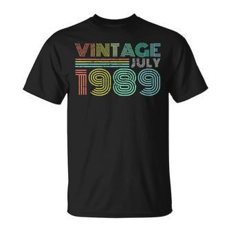 30Th Birthday Gift Vintage July 1989 Thirty Years Old 30Th Birthday Funny Gifts Unisex T-Shirt | Mazezy