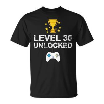 30Th Birthday Level 30 Unlocked Funny Gift Father Unisex T-Shirt | Mazezy