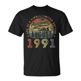 32 Year Old Awesome Since August 1991 32Nd Birthday T-Shirt | Mazezy