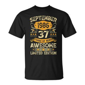 37 Years Old Vintage September 1986 37Th Birthday T-Shirt