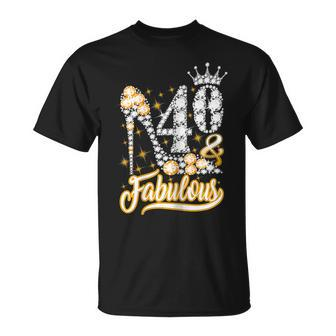 40 And Fabulous 40Th Birthday Diamond T-shirt - Thegiftio UK