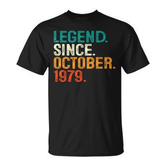 44 Years Old 44Th Birthday Legend Since October 1979 T-Shirt - Seseable