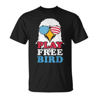 4Th Of July American Flag Bald Eagle Mullet Play Free Bird Unisex T-Shirt | Mazezy