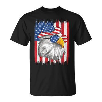 4Th Of July American Flag Usa Funny Cowboy Patriotic Eagle Unisex T-Shirt | Mazezy