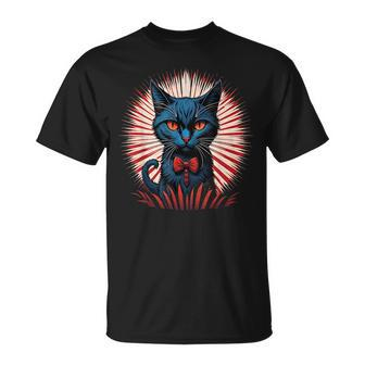4Th Of July Cat American Flag America Patriotic Funny Unisex T-Shirt - Monsterry UK
