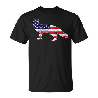 4Th Of July Coyote Graphic Patriotic Usa American Flag Unisex T-Shirt - Monsterry
