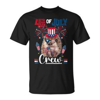 4Th Of July Crew Funny Hedgehog Sunglasses American Flag Unisex T-Shirt - Monsterry