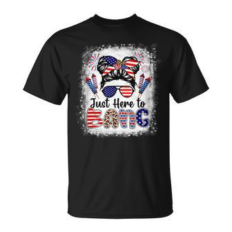 4Th Of July Fireworks Just Here To Bang Messy Bun Sunglasses Unisex T-Shirt - Monsterry