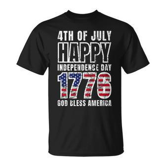 4Th Of July Happy Independence-Day 1776 God Bless America Unisex T-Shirt | Mazezy