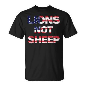 4Th Of July Lions Not Sheep Vintage American Patriot Flag Unisex T-Shirt | Mazezy