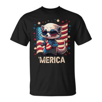 4Th Of July Patriotic Ferret Merica Unisex T-Shirt - Monsterry UK