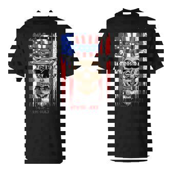 4Th Of July Patriotic Skeleton 4Th Of July American Flag Patriotic Funny Gifts Unisex T-Shirt | Mazezy