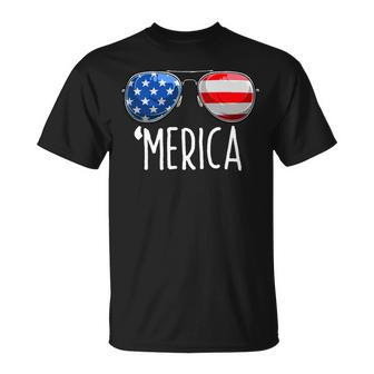 4Th Of July Shirt Merica Sunglasses All America Usa Flag_1 Unisex T-Shirt - Monsterry AU
