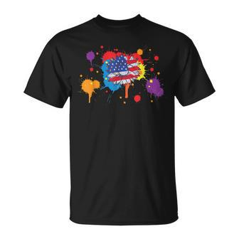 4Th Of July Sunflower American Flag Patriotic Usa Unisex T-Shirt | Mazezy