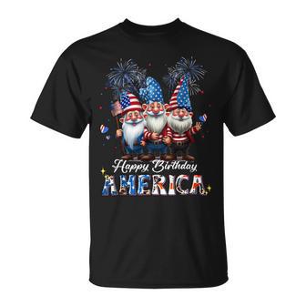 4Th Of July Usa Patriotic Gnomes Happy Birthday America Unisex T-Shirt - Monsterry CA