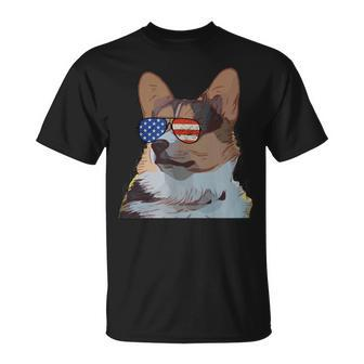 4Th Of July Usa Tricolor Corgi Usa Funny Gifts Unisex T-Shirt | Mazezy