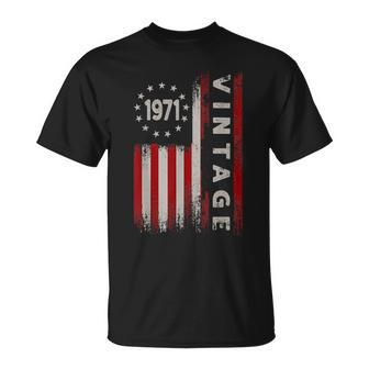 52 Year Old Vintage 1971 American Flag 52Nd Birthday T-Shirt