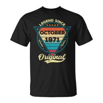 52Th Birthday Legend Since October 1971 52 Years Old T-Shirt | Mazezy