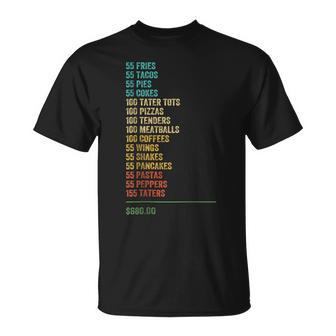 55 Burgers 55 Fries Retro Vintage Gift Burgers Funny Gifts Unisex T-Shirt | Mazezy UK