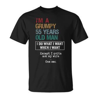 55 Years Grumpy Old Man Funny Birthday Unisex T-Shirt | Mazezy