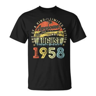 65 Year Old Awesome Since August 1958 65Th Birthday T-Shirt - Seseable
