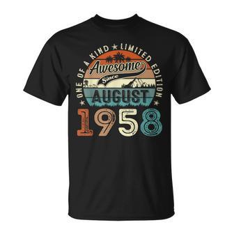 65 Year Old Awesome Since August 1958 65Th Birthday Gift Men August Funny Gifts Unisex T-Shirt | Mazezy