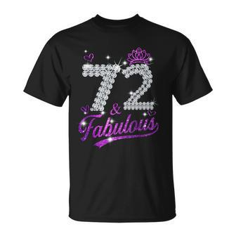 72 & Fabulous 72 Year Old 72Th Birthday Diamond Crown Pink Unisex T-Shirt | Mazezy
