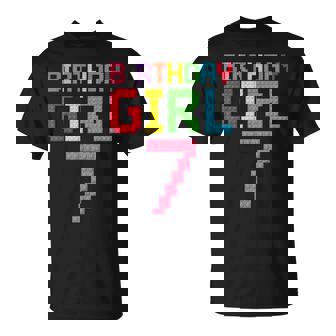 7Th Birthday Girl Master Builder 7 Years Old Block Building T-shirt - Thegiftio
