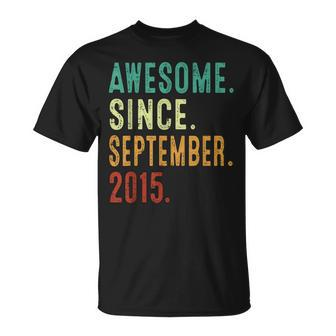 8 Year Old Awesome Since September 2015 8Th Birthday T-Shirt