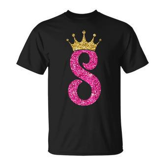 8 Year Old Gifts 8Th Birthday Girl Golden Crown Party Unisex T-Shirt | Mazezy