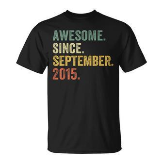 8 Years Old 8Th Birthday Awesome Since September 2015 T-Shirt - Seseable