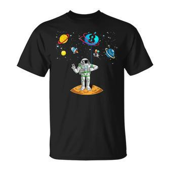 8 Years Old Birthday Boy 8Th Space Planets Astronaut Gift Space Funny Gifts Unisex T-Shirt | Mazezy
