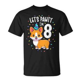 8 Years Old Corgi Dog Lover 8Th Birthday Party Outfit Kid T-Shirt | Mazezy